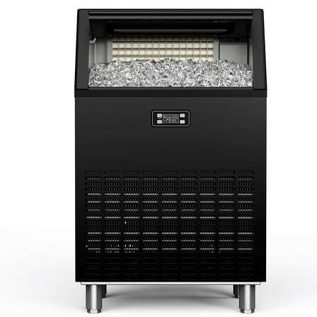 EUHOMY 200lbs Commercial Ice Maker, Cube Ice Machine with Auto Clean, Timer, Adjustable Size, Black