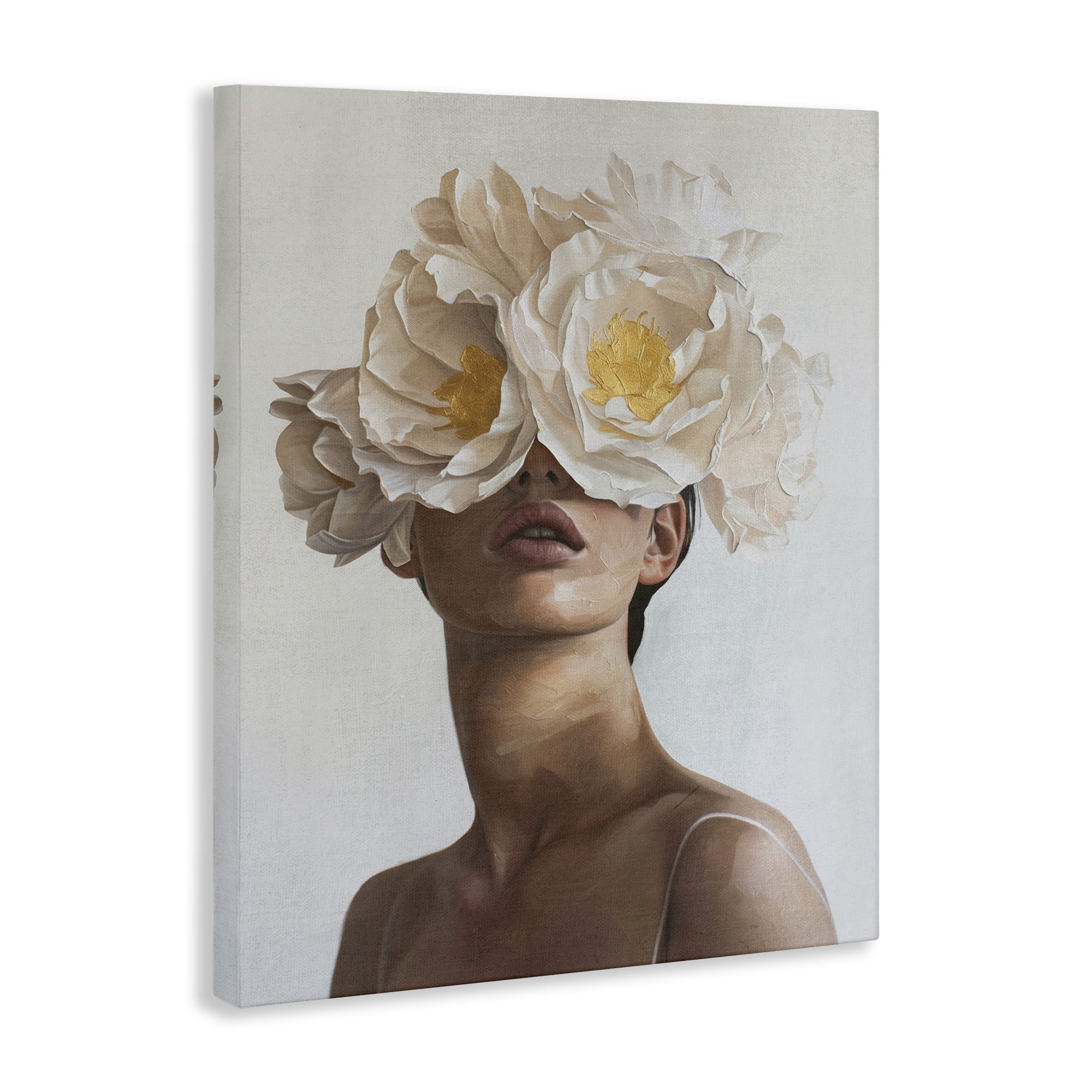 Stupell Industries Yellow Flower Lady People Painting Wrapped Canvas Art Print Wall Art, 16 x 20