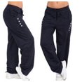 thumbnail image 3 of Xinxinyy Women's Loose Ankle Sweatpants, Solid Colors, Dark Blue, M, 3 of 6