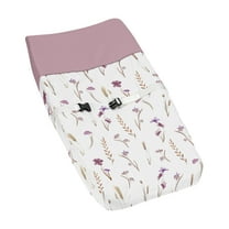 Sweet Jojo Designs Watercolor Floral Garden Purple Girl Changing Pad Cover