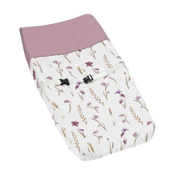 Sweet Jojo Designs Watercolor Floral Garden Purple Girl Changing Pad Cover