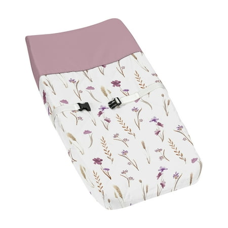 Sweet Jojo Designs Watercolor Floral Garden Purple Girl Changing Pad Cover