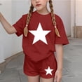 thumbnail image 5 of Girls Summer Outfits 2 Piece Clothes Solid Color Short Sleeve Top and Casual Short Sets Activewear Red 5-6Years, 5 of 7