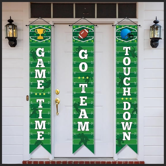 Football Porch Sign Banners, Party Decorations Welcome Hanging Door Banner, Sports Theme Wall Decor for Indoor Outdoor Party
