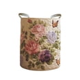 thumbnail image 2 of 14x18 Inch 3D Quilted Circular Laundry Basket, Foldable Fabric Dirty Clothes Hamper, Large Capacity Home Storage Organizer Bin for Bedroom Space, 2 of 3