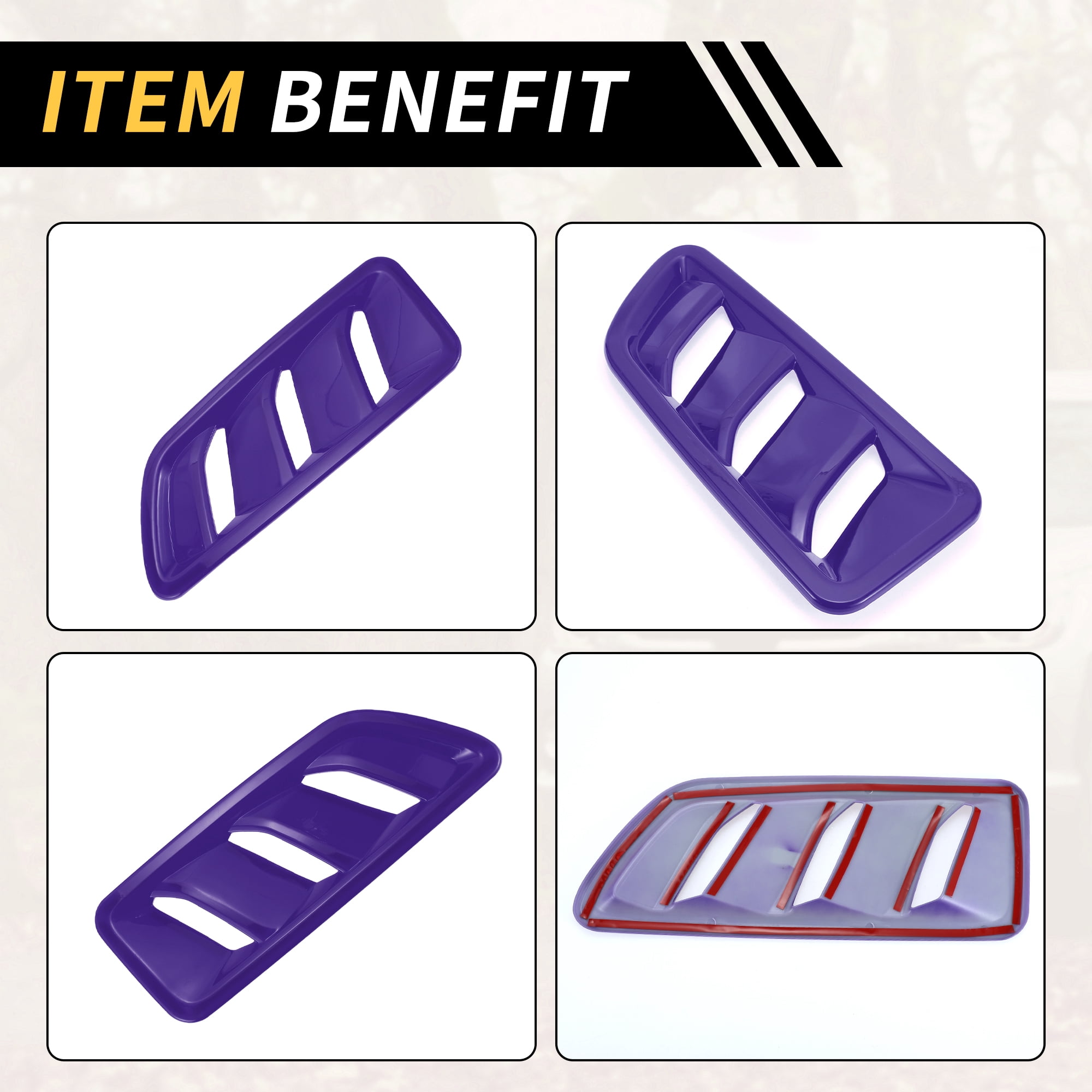 Unique Bargains 1 Pair Car Front Hood Air Outlet Vent Cover Trim for Jeep Wrangler JL JLU Gladiator 2018-2024 Hood Engine Bonnet Air Vent Outlet Cover Bezels ABS Purple