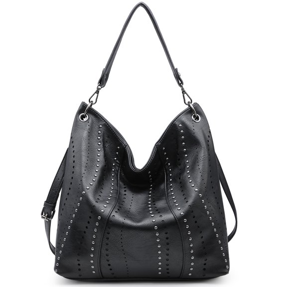 Vonmay Hobo Bag for Women Large Capacity Shoulder Bag Soft Leather with decorative studs