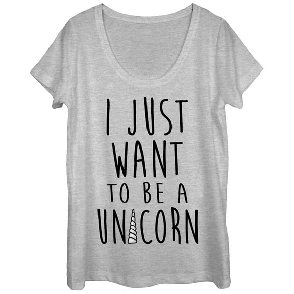 Women's Lost Gods I Just Want to be a Unicorn Scoop Neck Athletic Heather Large
