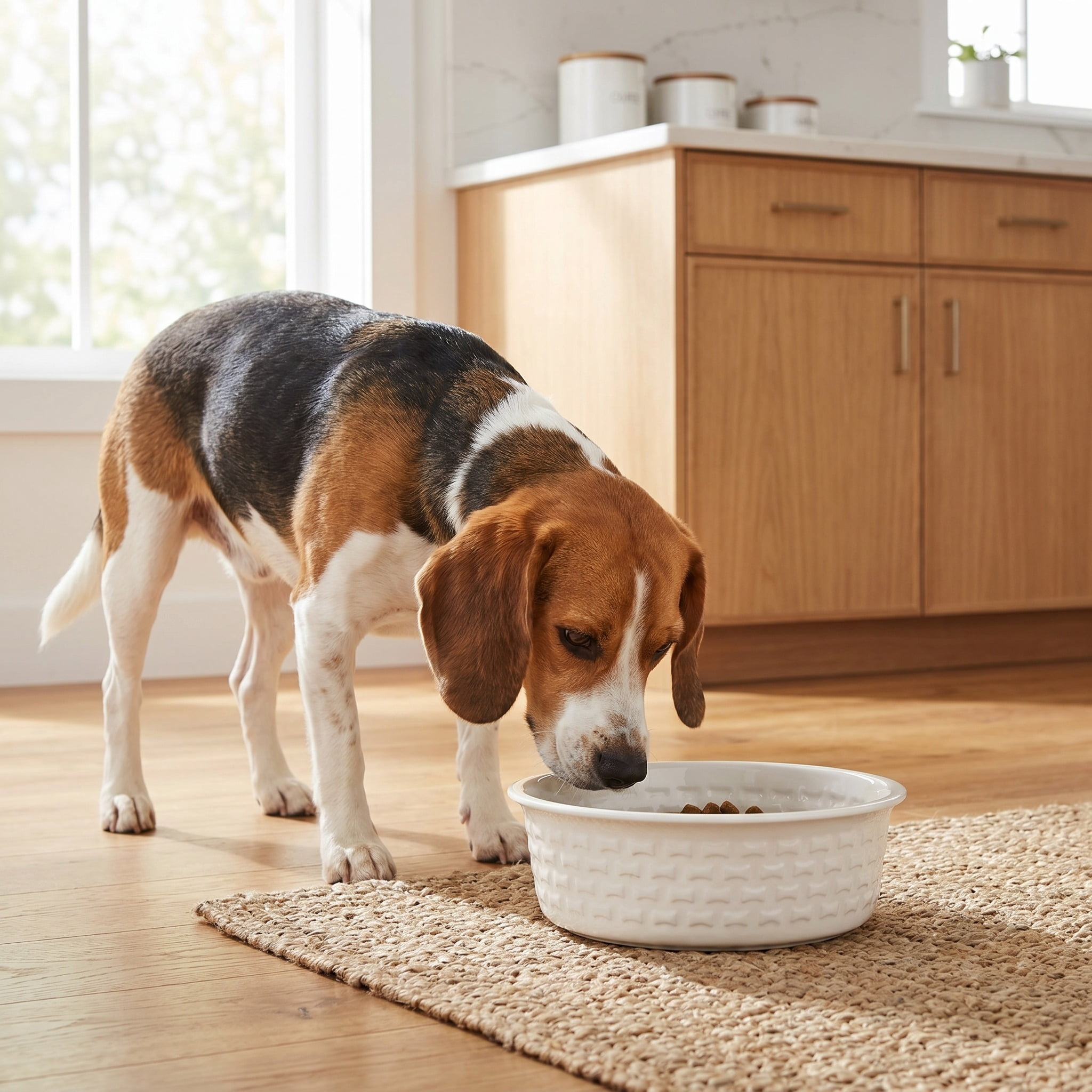 Vibrant Life Medium 4-Cup Stainless Steel Bone Textured Pet Bowl, White