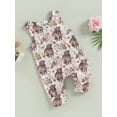 thumbnail image 3 of Cenuakty Baby Girl Summer Jumpsuit Western Floral Cow Print Sleeveless Rompers Pants for Toddler Newborn Infant, 3 of 9