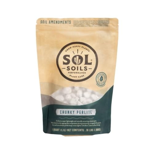 Sol Soils Chunky Perlite for Plants - Lightweight, All-Natural Volcanic Glass Soil Amendment to Improve Drainage & Aeration – 1 Quart