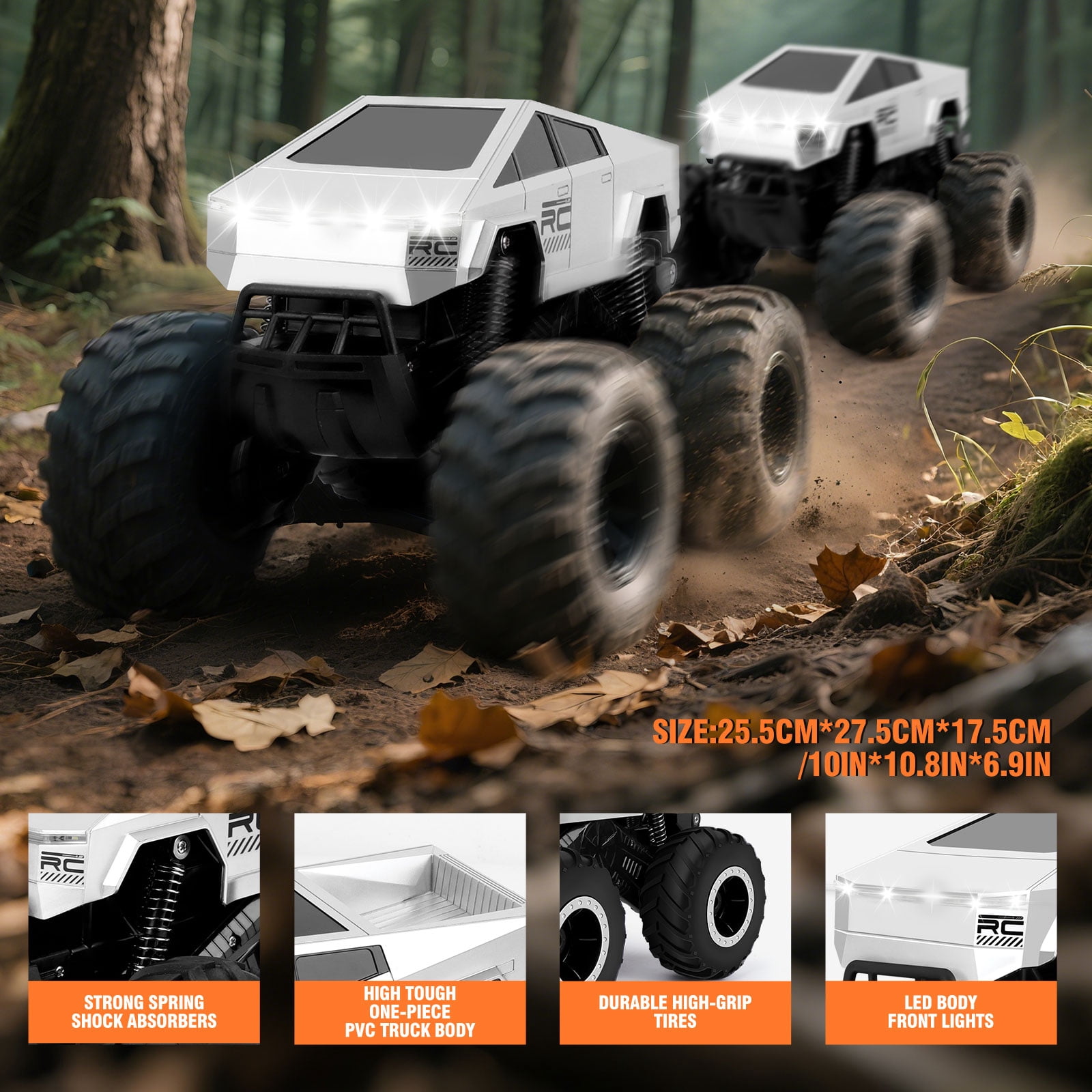 Sumsoltic Remote Control Car, 2.4GHz Amphibious RC Truck, 1:16 Waterproof Monster Truck 4WD All Terrain 360° Rotatable Stunt Truck Toys