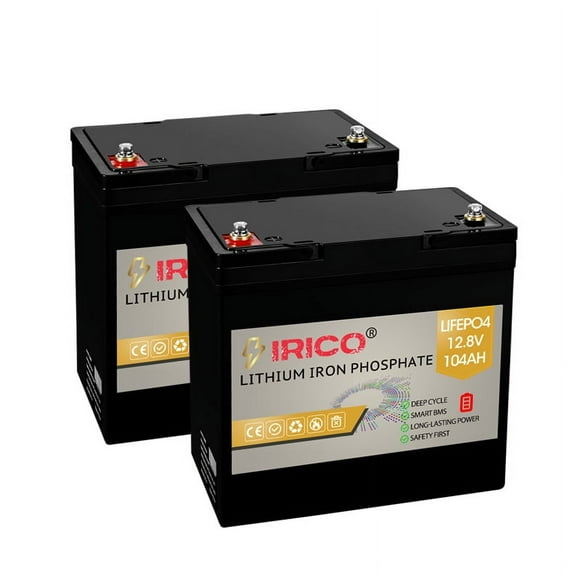 IRICO LiFePO4 Lithium Iron Phosphate Battery 12V 100AH Fast Charging with BMS, Use Primary Branded battery Cells, Long Lasting and High Performance Guaranteed. (2PK)