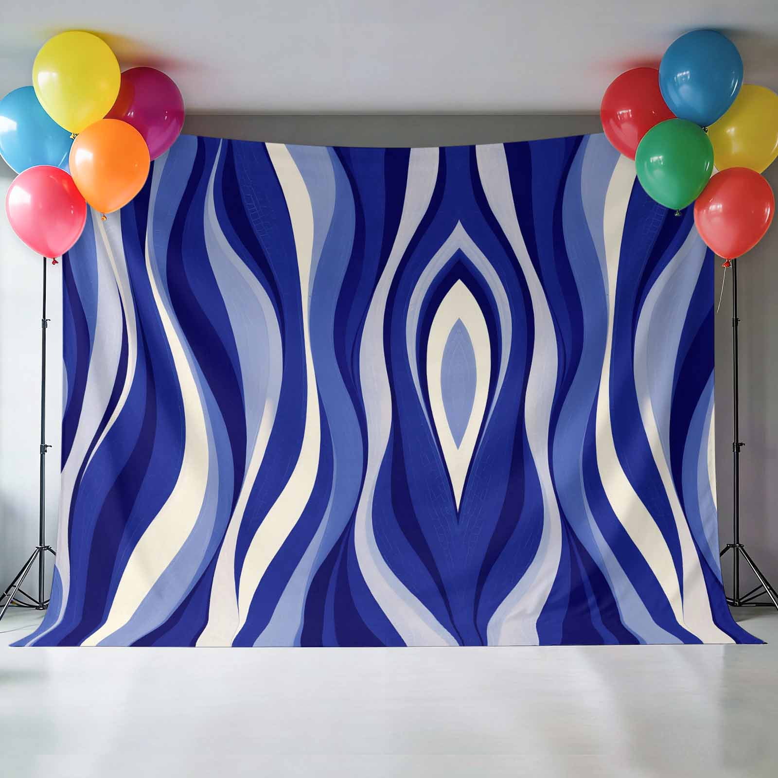Blue Line Photography Backdrop 7x5FT, Gradient Abstract Twisted Wave Photo Backdrops, Background for Photography Studio Photo Studio Background, Back Drop for Photoshoot