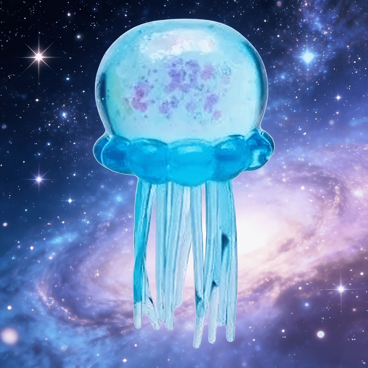 Glitter Jellyfish Squishy Toy, Stress Relief Fidget Toy, Ultra-Soft TPR Material, Slow-Rebound Sensory Toy with Dangling Tentacles for Kids Adults ADHD