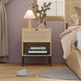 thumbnail image 6 of Brafabhome Rattan Nightstands with Drawer, Modern Bedside Tables with Open Storage Shelf for Bedroom, Accent Sofa End Table with Steel Legs for Living Room, Set of 2 | Nature, 6 of 10
