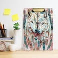 thumbnail image 6 of Plastic Clipboard Acrylic Hanging Clip Board with Gold Low Profile Office School Supplies 12.5x9 Beautiful Wolves with Feather, 6 of 9