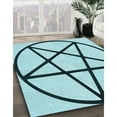 thumbnail image 3 of Ahgly Company Machine Washable Indoor Round Transitional Deep-Sea Green Area Rugs, 3' Round, 3 of 7