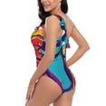 thumbnail image 4 of Sikiie Gaming Print Women One Piece Swimsuits Tummy Control One Shoulder Bathing Suits Ruffle Swimwear, From S to XXL-Small, 4 of 6