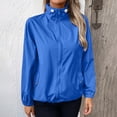 thumbnail image 3 of Women's Long-sleeved Windbreaker Baeitkot Women's Solid Color Zippered Long-sleeved Windbreaker with Pockets Blue S, 3 of 6