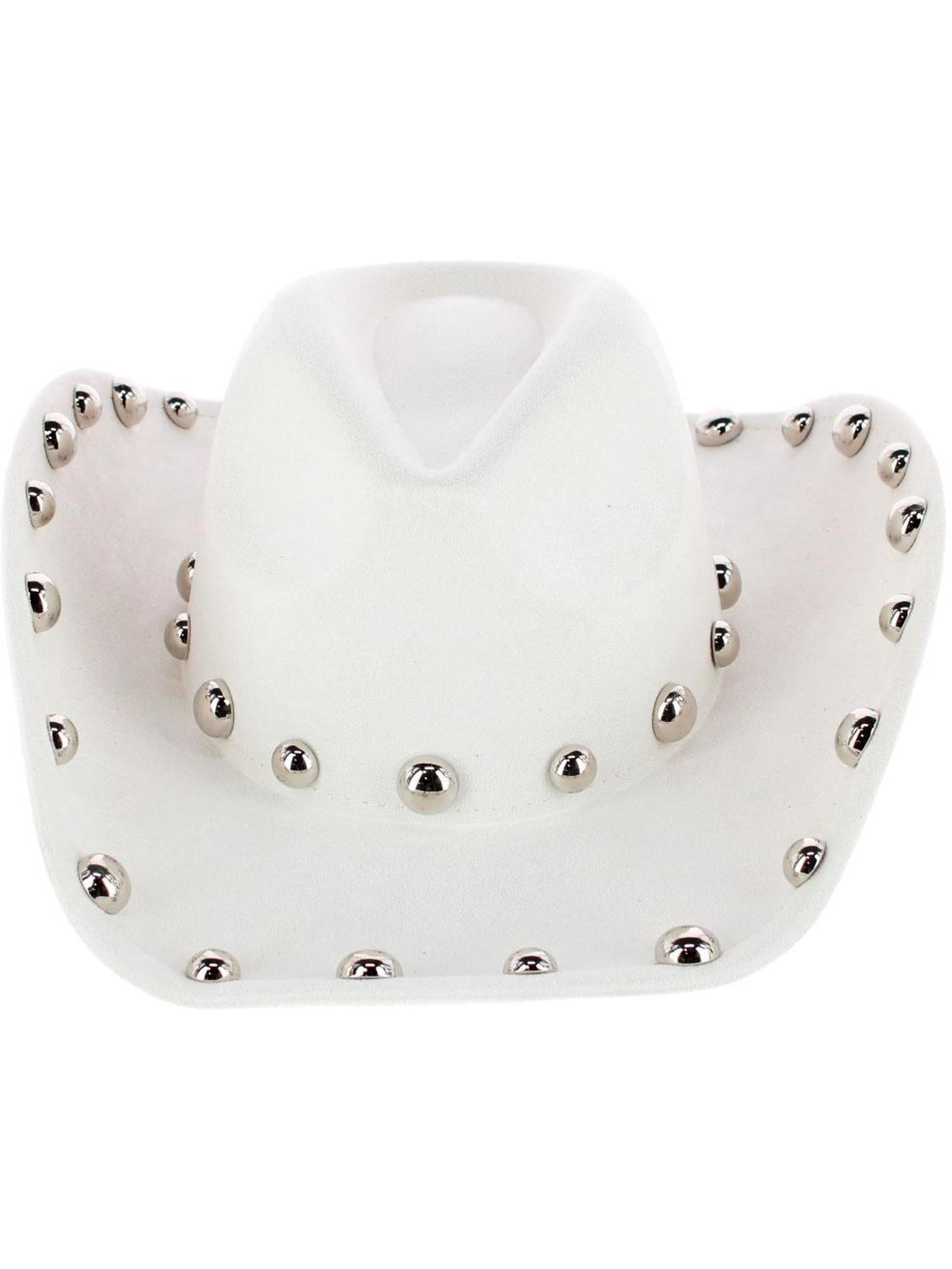 White Western Cowgirl Hat with Rhinestone Accent - Women Accessories White Rhinestones Fringe Western Hat – Coastal Cowgirls main image 3