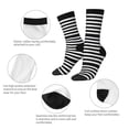 thumbnail image 4 of Balery Black And White Stripes Calcetas Largas con Estampado para Hombre y Mujer – Suaves y Transpirables, Talla Única (US 5-11), 4 of 6