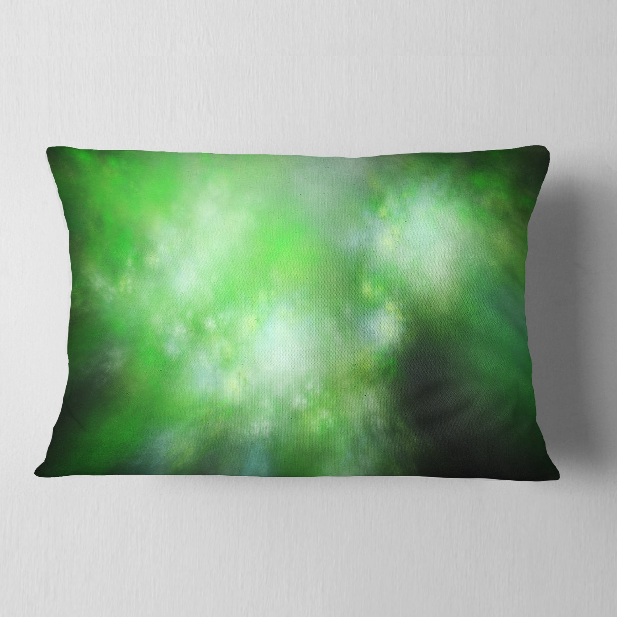Designart Green Blur Sky with Stars - Abstract Throw Pillow - 12x20