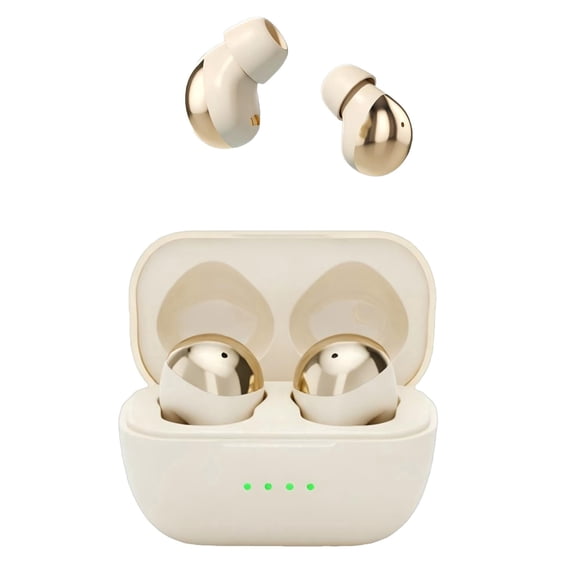 Wireless Earbuds, Bluetooth 5.4 In Ear Earphones with Charging Case, Lightweight Comfortable Fit, Waterproof, Clear Calls, Fast Pair, Gold