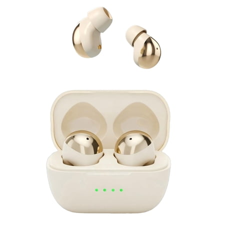 Wireless Earbuds Bluetooth 5.4 In Ear Earphones with Charging Case Lightweight Comfortable Fit Waterproof Clear Calls Fast Pair Gold