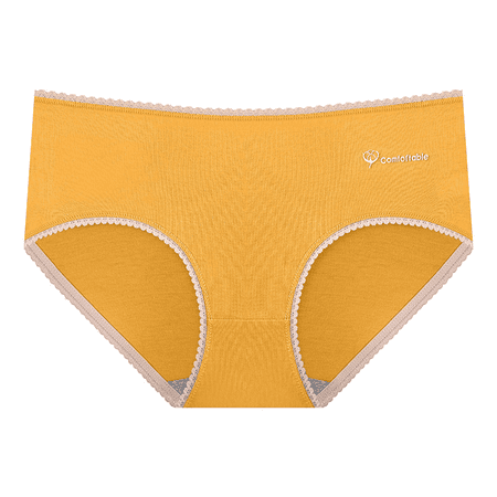 Fulorrnie Seamless Women s Underwear Lace Trim No Show Panties for Everyday Comfort Mid Rise Lace Edge Brief Panty  Yellow  XL