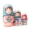 thumbnail image 3 of 6 piezas de muñecas rusas Matryoshka de madera, muñecas anidadas, juguetes coleccionables decorativos tradicionales, arte popular hecho a mano, adecuados para regalar, decoración del Estilo B, 3 of 9