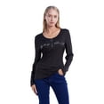 thumbnail image 4 of Women Long Sleeve Casual Shirts V Neck Letter Print Zipper Blouse Tops, 4 of 7