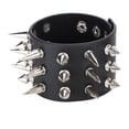 thumbnail image 4 of Bracelet en Cuir Punk Rivets Poignet Noir, 3 Pcs Punk Bracelet Clouté, 4 of 8