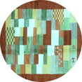 thumbnail image 1 of Ahgly Company Indoor Round Abstract Light Blue Contemporary Area Rugs, 3' Round, 1 of 4