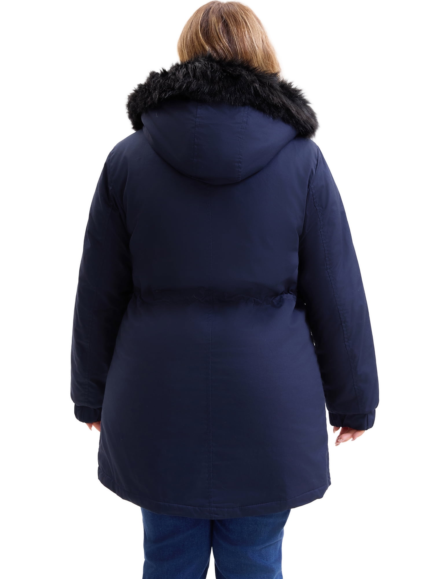 DARING DIVA Women's Plus Parka Jacket Zipper Up Fleece Windbreaker with Pocket 2X Blue