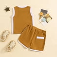 thumbnail image 4 of Musuos Toddler Boys Shorts Set, 3M 6M 12M 18M 24M 3Y Sleeveless Crew Neck Patchwork Tank Top with Elastic Waist Shorts Summer Outfit, 4 of 10