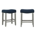 thumbnail image 5 of Costaelm Bulmon 24" Upholstered Counter Stools with Nail Head Trim (Set of 2), Gray/Navy Blue, 5 of 9