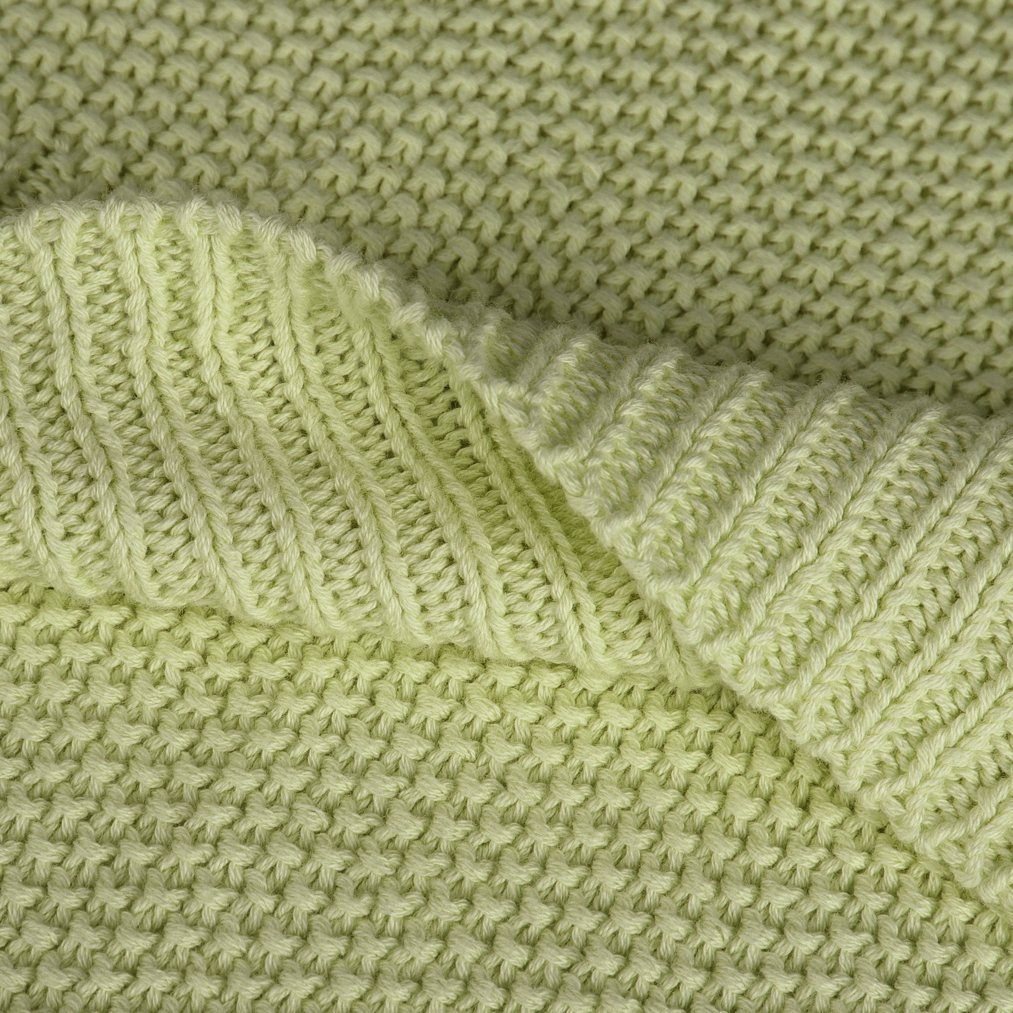 Unique Bargains Pure Cotton Soft Cable Knit Throw Blanket Dark Sea Green 50" x 60"