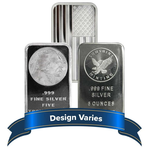 5 Troy oz Random Design Hallmarked Silver Bar .999 Fine Secondary Market