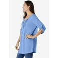thumbnail image 3 of Woman Within Plus Size 7-Day Three-Quarter Sleeve Pintucked Henley Tunic, 3 of 5