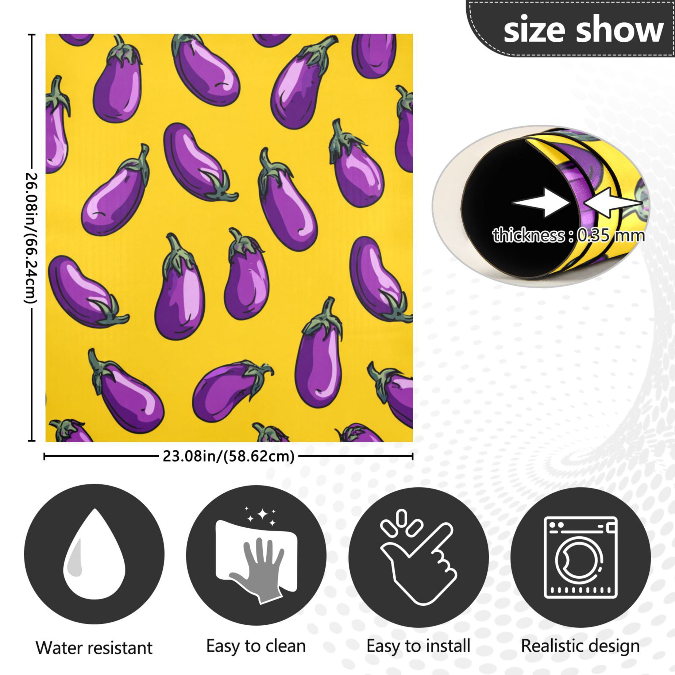 Dishwasher Magnetic Refrigerator Magnet Cover Sticker Home Decorative 23"x26" Eggplants Seamless Pattern