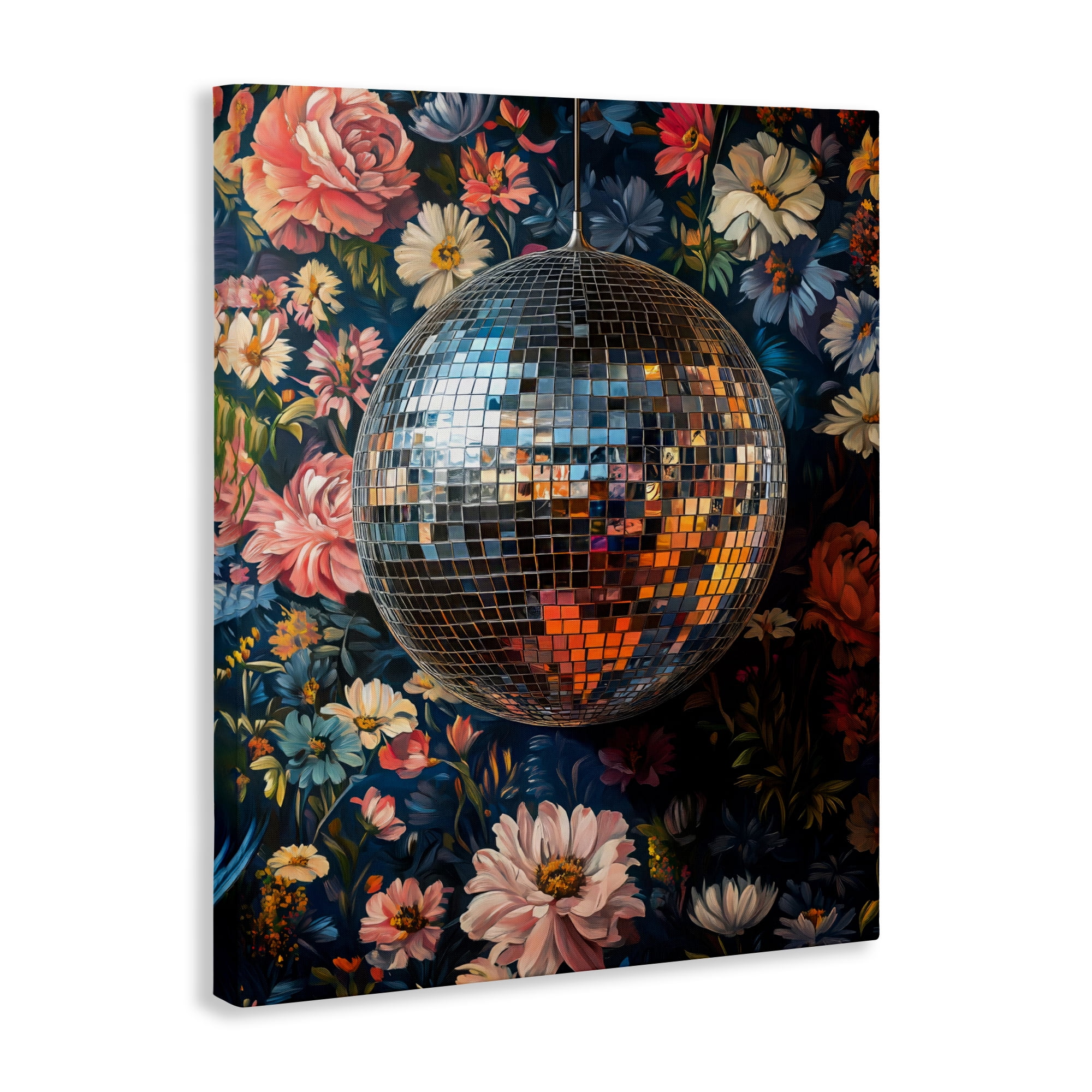 Stupell Industries Floral Disco Ball Reflection Canvas Wall Art, design by LSR Design Studio