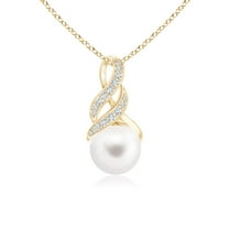 ANGARA Freshwater Cultured Pearl Swirl Bale Pendant in 14K Yellow Gold for Women | June Birthstone, Birthday, Anniversary, Jewelry Gift for Women | Pearl Necklace
