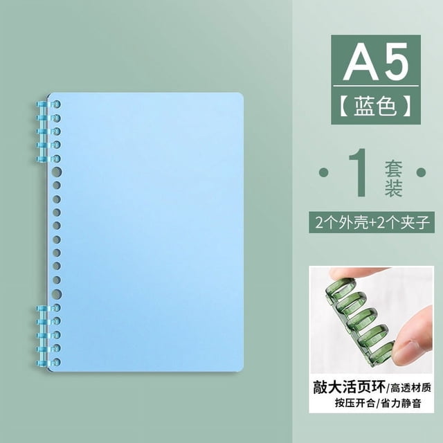 Nvzi Cuaderno espiral A5 a cuadros, tapa dura extraíble de papel grueso, 120 páginas/60 hojas, para tomar notas, suministros de oficina y hogar, 2 paquetes, azul