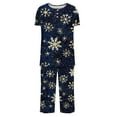 thumbnail image 6 of FDGIU Women's Christmas Pajama Short Set, 2-Piece Short Sleeve Lapel Top & Shorts, Holiday Print Matching Lounge & Sleepwear, 6 of 6