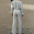 thumbnail image 5 of ZIXKCGDSE Teen Girls Clothes Off Shoulder Sweatshirt and Wide Leg Pants Set 2 Piece School Outfit Size 13-14 Years, 5 of 5