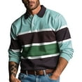thumbnail image 2 of QHRMKOG Mens Polo Shirts Long Sleeve Loose Fit Color Block Golf Shirts Comfort Collared Golf Tshirts Fashion Pullover Top Green M, 2 of 4