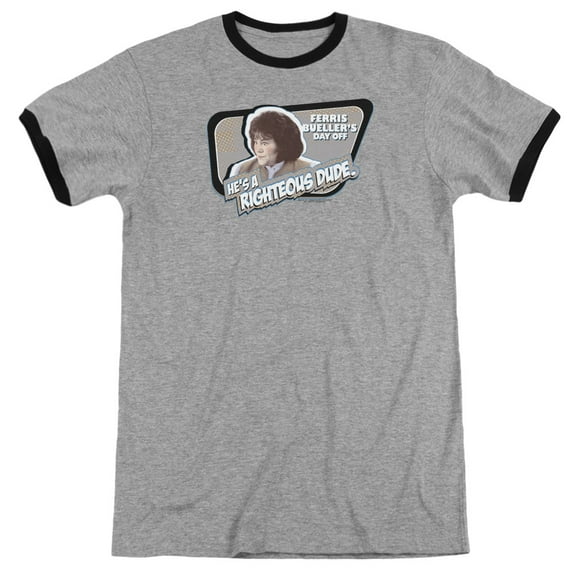 Ferris Bueller Grace Adult Ringer T-Shirt Heather Black