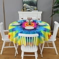 thumbnail image 2 of Colorful Tie Dye Mandala Pattern Round Tablecloth 60"x60",Wrinkle Wipeable Table Cloth for Kitchen Dining Room Picnic Patio Party, 2 of 6