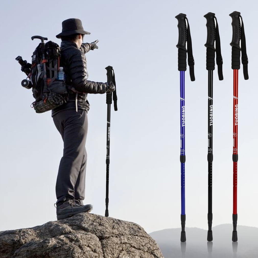 2pcs Outdoors Adjustable Strong Hiking Walking Sticks Anti Shock Trekking Poles by music